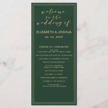 Green and Gold Wedding programs
