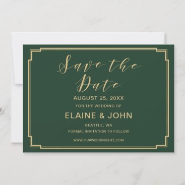 Green and Gold Wedding save the dates Save The Date