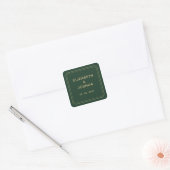 Green and Gold Wedding Square Sticker (Envelope)