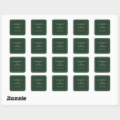 Green and Gold Wedding Square Sticker (Sheet)
