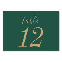 Green and Gold Wedding Table Cards