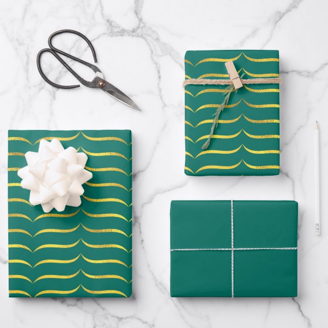 Green and Gold  Wrapping Paper Sheets (Front)