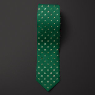 Green and Gold Wrench Pattern Neck Tie