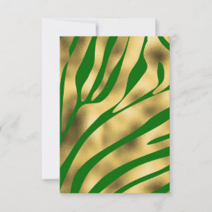 Green and Gold Zebra Blank Greeting Card