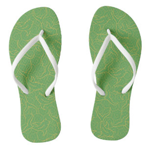 Green and Golden Koi Fish Pattern Design Flip Flops