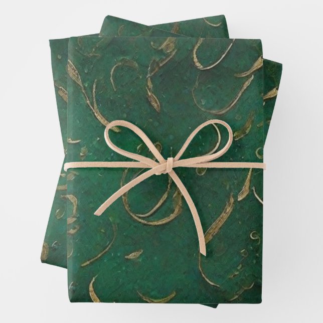 Green and Golden  Wrapping Paper Sheets (In situ)