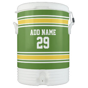 Green and Golden Yellow Sport Jersey - Name Number Beverage Cooler