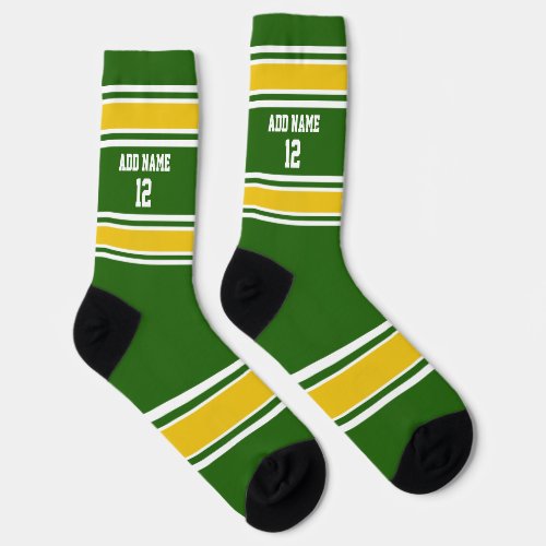 Green and Golden Yellow Sport Jersey _ Name Number Socks