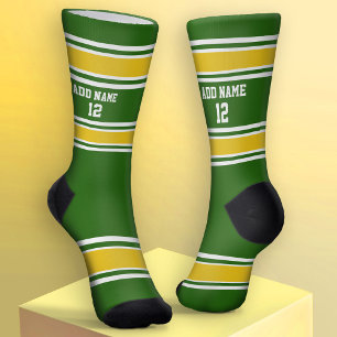 Green and Golden Yellow Sport Jersey - Name Number Socks