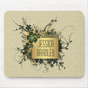Green and Golf Floral Spray Personalized Mouse Pad