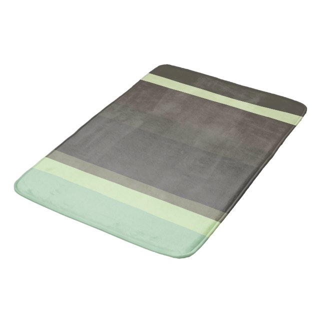 green and gray Abstract Stripes Bath Mat (Angled)