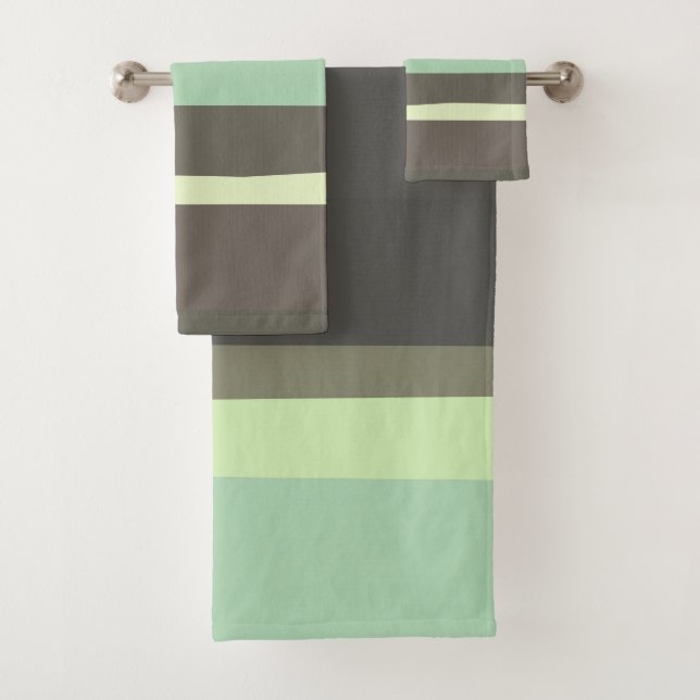 green and gray Abstract Stripes Bath Towel Set (Insitu)