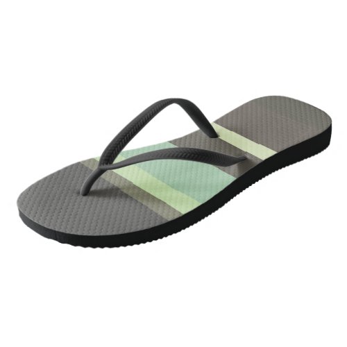 green and gray Abstract Stripes Flip Flops