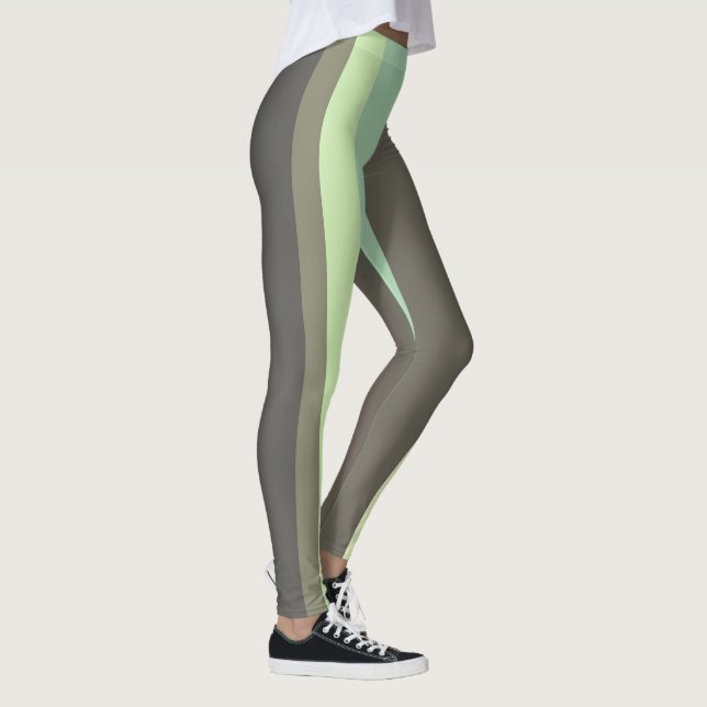 green and gray Abstract Stripes Leggings (Right)