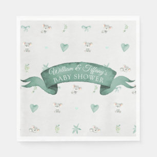 Green and Gray Baby Koala Baby Shower Napkins