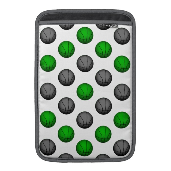 Green and Gray Basketball Pattern MacBook Sleeves