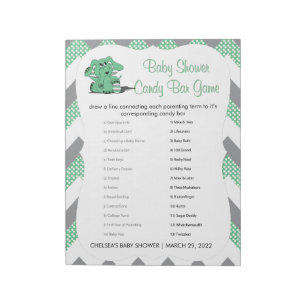 Green and Gray Chevron Elephant Baby Shower Game 2 Notepad