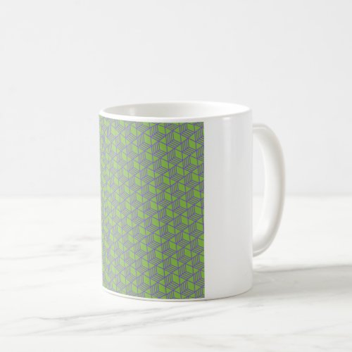 Green and gray diamond pattern coffee mug
