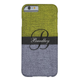 Green and Gray Elegant Monogram Barely There iPhone 6 Case