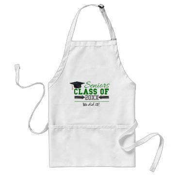 Green and  Gray Graduation Gear Adult Apron
