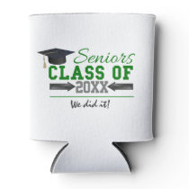 Green and  Gray Graduation Gear Can Cooler