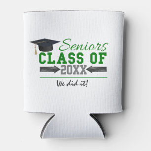 Green and Gray Graduation Gear Can Cooler