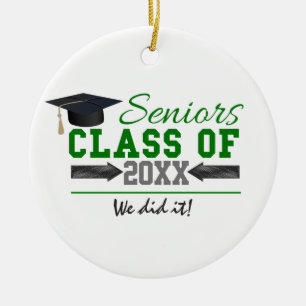 Green and Gray Graduation Gear Ceramic Ornament