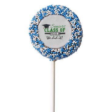 Green and  Gray Graduation Gear Chocolate Covered Oreo Pop
