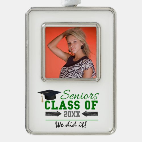 Green and  Gray Graduation Gear Christmas Ornament