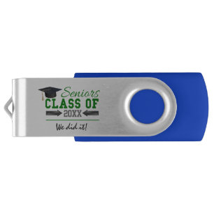 Green and Gray Graduation Gear Flash Drive