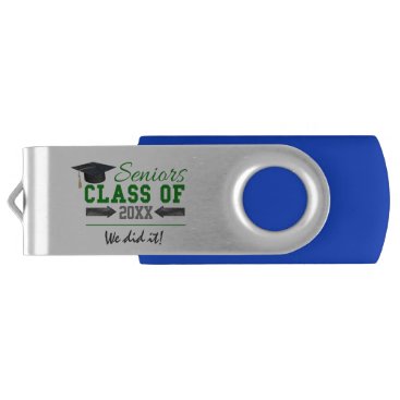 Green and  Gray Graduation Gear Flash Drive