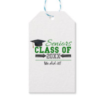 Green and  Gray Graduation Gear Gift Tags