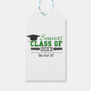 Green and Gray Graduation Gear Gift Tags