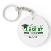 Green and  Gray Graduation Gear Keychain