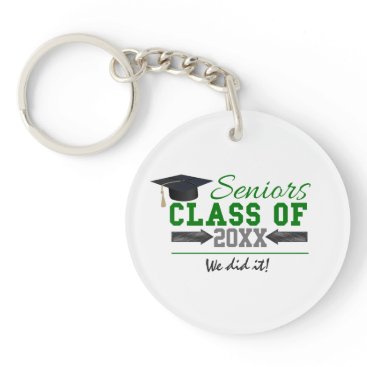 Green and  Gray Graduation Gear Keychain