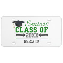 Green and  Gray Graduation Gear License Plate
