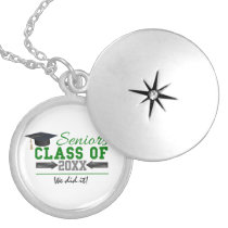 Green and  Gray Graduation Gear Locket Necklace