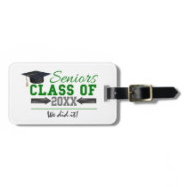 Green and  Gray Graduation Gear Luggage Tag