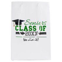 Green and  Gray Graduation Gear Medium Gift Bag