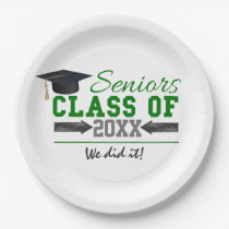 Green and  Gray Graduation Gear Paper Plates