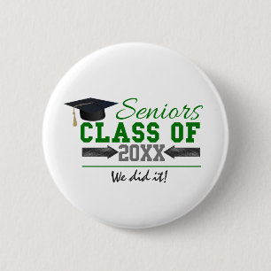 Green and Gray Graduation Gear Pinback Button