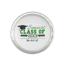 Green and  Gray Graduation Gear Ring