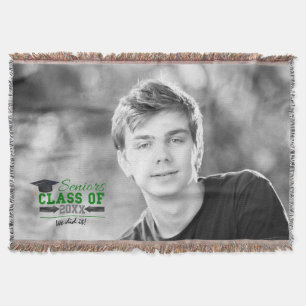 Green and  Gray Graduation Gear Throw Blanket