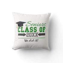 Green and  Gray Graduation Gear Throw Pillow