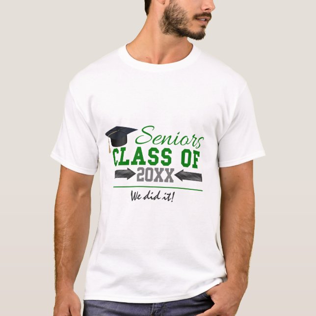 Green and  Gray Graduation T-Shirt (Front)