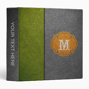 Green and Gray Leather 3 Ring Binder