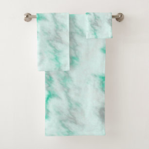 Green and gray marble bath towel set
