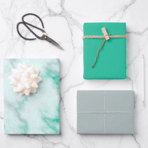 Green and gray marble wrapping paper sheets
