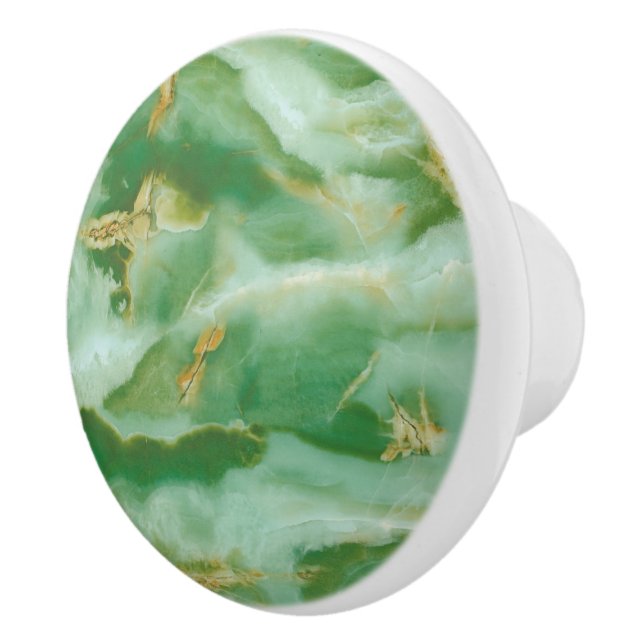 Green And Gray Marbled Ceramic Knob (Right)