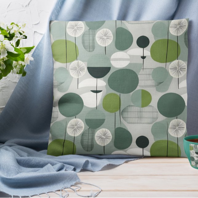 Green and Gray Mid-Century Modern  Throw Pillow (Creator Uploaded)